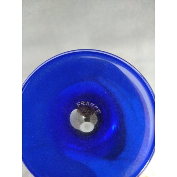 Set of 4 Hock Wine Glass Blue Stem Arcoroc France Luminarc Collectable Barware - Picture 9 of 13